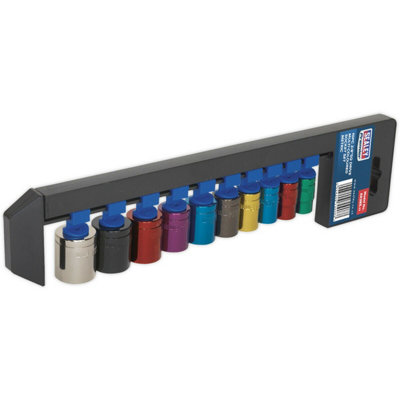 10 PACK Multi Colour Socket Set 3/8" Metric Square Drive - 6 Pt WallDrive Torque