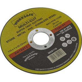 10 PACK Multipurpose Cutting Disc - 115 x 1.6mm - 22mm Bore - Metal Masonry UPVC