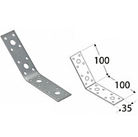 10 Pack of Heavy Duty Galvanised 135 Degrees Angle Brackets Corner Braces 2.5mm Thick 100x100x35mm