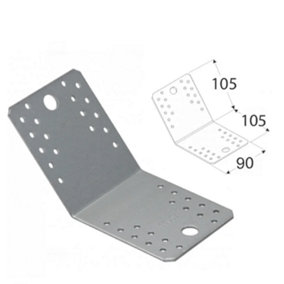 10 Pack of Heavy Duty Galvanised 135 Degrees Angle Brackets Corner Braces 2.5mm Thick 105x105x90mm