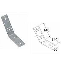 10 Pack of Heavy Duty Galvanised 135 Degrees Angle Brackets Corner Braces 2.5mm Thick 140x140x55mm