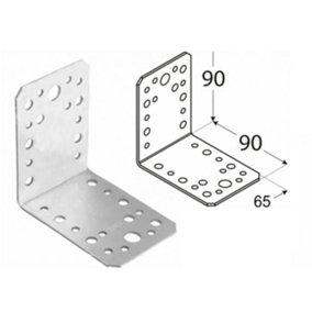10 Pack Of Heavy Duty Galvanised 2.5mm Thick Angle Brackets L Shape Corner Braces 90x90x65mm  Introducing our heavy duty galvanise