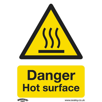 10 Pack of Self-Adhesive DANGER HOT SURFACE Safety Signs - 75 x 100mm ...