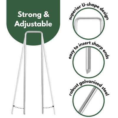 10 Pack of Weed Control Fabric Securing Pegs - Galvanised Steel and Stability Ground Garden Stakes - 5