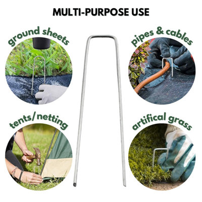 10 Pack of Weed Control Fabric Securing Pegs - Galvanised Steel and Stability Ground Garden Stakes - 7