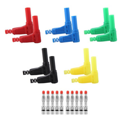 10-Pack P3014 4mm Right Angle Banana Plug Connectors with Safety Seal Protection