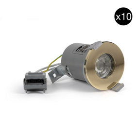 10 PACK - Polished Brass GU10  Fire Rated Downlight - IP65 - SE Home