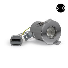 10 PACK - Polished Chrome GU10  Fire Rated Downlight - IP65 - SE Home