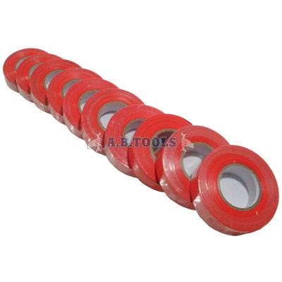 10 Pack RED electrical insulation tape 19mm wide x 20 metres long
