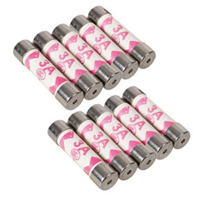 10 PACK Replacement 3A Electrical Fuses 25.4mm UK Standard Plug Top Fuse BS1362