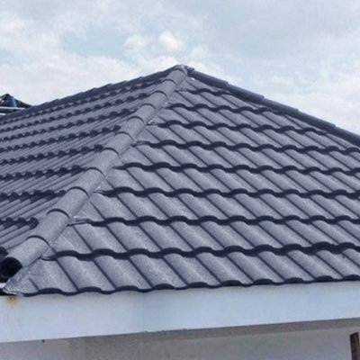 10 Pack Ridge Cap Roof Tiles Ink Grey Galvanised Zinc, Stone Coated ...