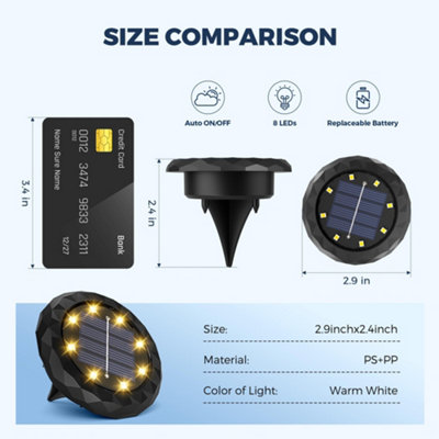 10 Pack Small Solar Ground Lights, Warm White Solar Powered Pathway ...