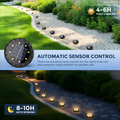 10 Pack Small Solar Ground Lights, Warm White Solar Powered Pathway ...