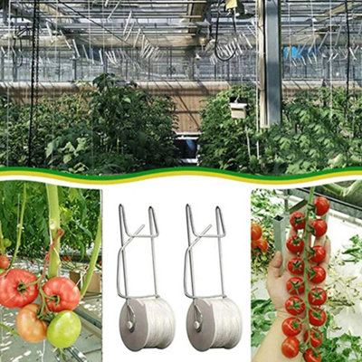 10-Pack Tomato Trellis Roller Hooks with 15M String for Supporting ...