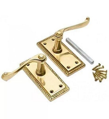 10 Pair of Polished Brass Georgian Lever Latch Hnadles 107mm x 48mm  - Golden Grace