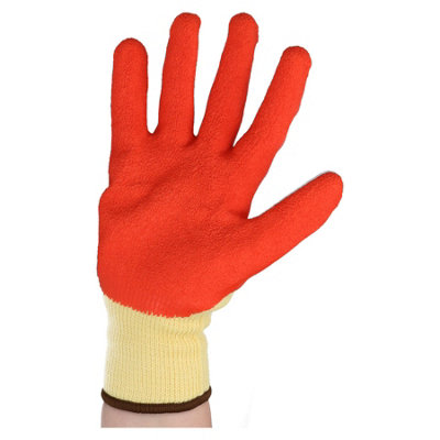 10 Pairs Builders Protective Gardening DIY 9in Latex Rubber Coated Gloves
