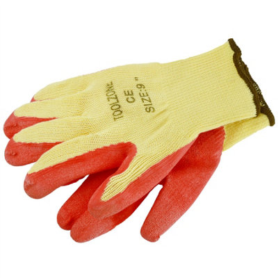 10 Pairs Builders Protective Gardening DIY 9in Latex Rubber Coated Gloves