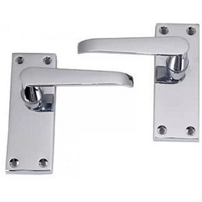 10 Pairs Victorian Straight Lever Latch Internal Handles Polished Chrome Finish 120mm x 40mm - Golden Grace