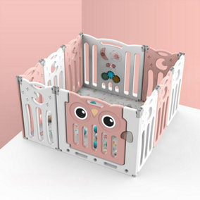 10 Panel Pink Foldable Baby Kid Toddler Playpen Safety Play Yard Home Activity Center 106x106 cm