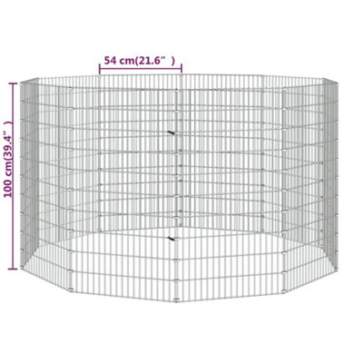 10-Panel Rabbit Cage 54x100 cm Galvanised Iron