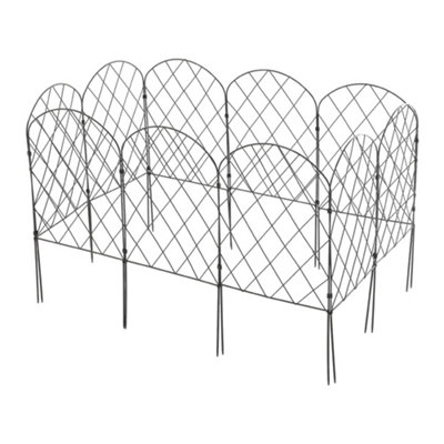 10 Pcs Decorative Black Metal Arched Top Iron Garden Border Fence Animal Barrier - 3