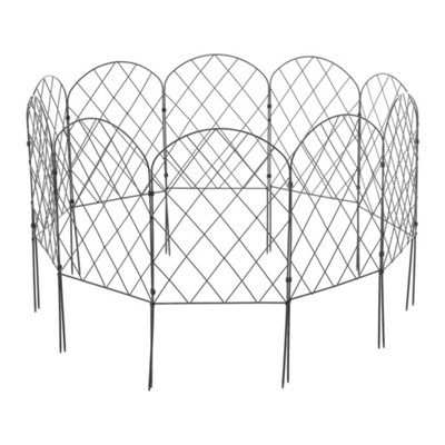 10 Pcs Decorative Black Metal Arched Top Iron Garden Border Fence Animal Barrier - 4