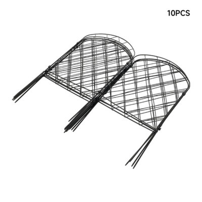10 Pcs Decorative Black Metal Arched Top Iron Garden Border Fence Animal Barrier - 5