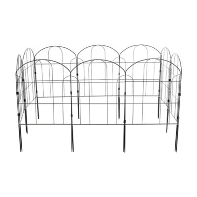 10 Pcs Decorative Garden Arched Top Iron Fence Metal Wire Border Animal Barrier 33cm W x 61cm H (Each) - 3