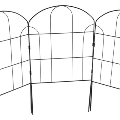 10 Pcs Decorative Garden Arched Top Iron Fence Metal Wire Border Animal Barrier 33cm W x 61cm H (Each) - 4