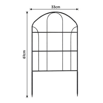 10 Pcs Decorative Garden Arched Top Iron Fence Metal Wire Border Animal Barrier 33cm W x 61cm H (Each) - 6