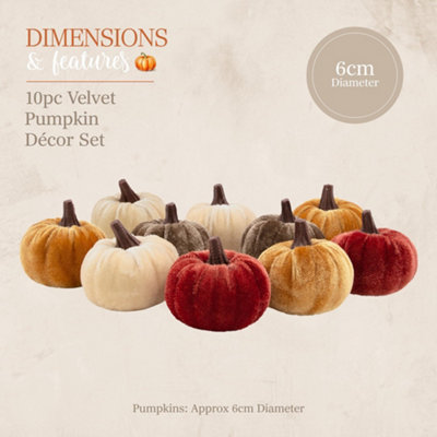 10 Pcs Mini Velvet Pumpkins, Orange Black Design, Soft Fabric Halloween ...