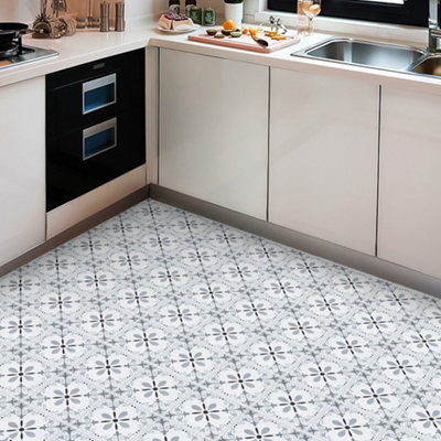 10 Pcs Self Adhesive Floral PVC Flooring Durable, and Stylish for Home Renovation 20cm W x 20 cm L