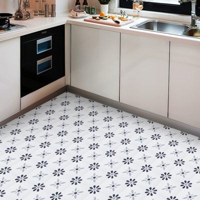 10 Pcs Self Adhesive Floral PVC Flooring Durable, and Stylish for Home Renovation 20cm W x 20 cm L