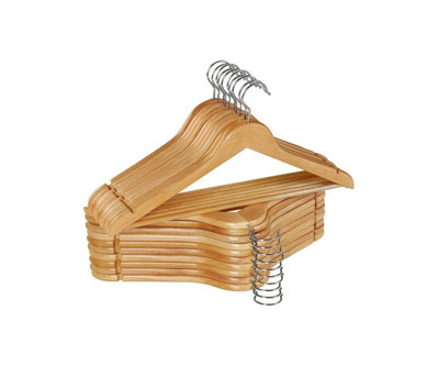 10 Pcs Wooden Suit Clothes Hangers - Natural