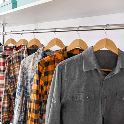 10 Pcs Wooden Suit Clothes Hangers - Natural