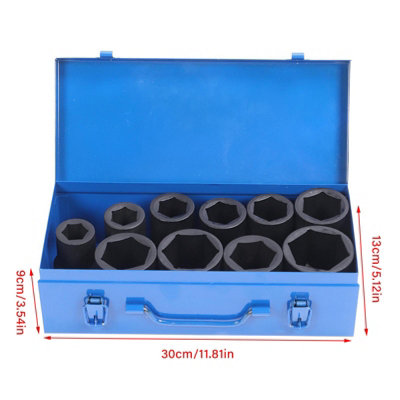 10-Piece 1-Inch Drive Deep Impact Socket Set with Heavy-Duty Storage Box