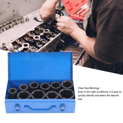 10-Piece 1-Inch Drive Deep Impact Socket Set with Heavy-Duty Storage Box