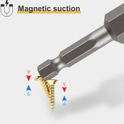 10 Stück Magnet-Bits Sechskant 1/4'' – 65 Mm Lang, 3 Mm Sechskant, Für Akku- & Druckluftschrauber