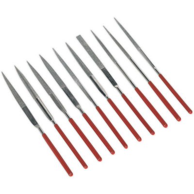 10 Piece 140mm Diamond Needle File Set - Vinyl Dipped Handles - Precision Files