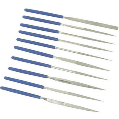 10 Piece 140mm x 3mm Diamond Needle File Set Parallel Taper Round