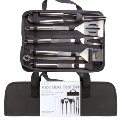 10 Piece BBQ Set With Carry Case - B&Co | DIY at B&Q