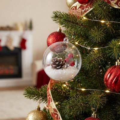 10 Piece Clear Fillable Baubles 10cm Plastic Christmas Tree Decorations