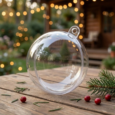 10 Piece Clear Fillable Baubles 10cm Plastic Christmas Tree Decorations