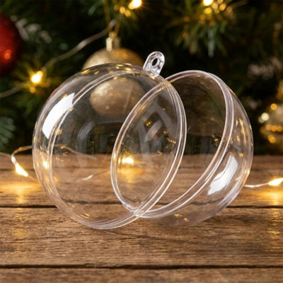 10 Piece Clear Fillable Baubles 10cm Plastic Christmas Tree Decorations