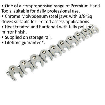 10-Piece Crows Foot Spanner Set with 3/8