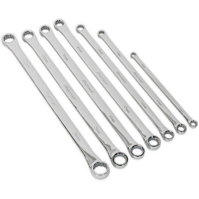 10-Piece Extra Long Double Ended Ring Spanner Set - 12 Point Metric Hand Wrench