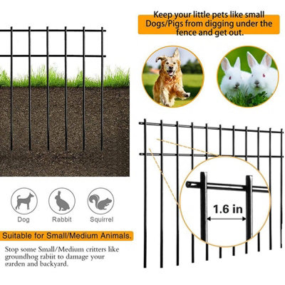 10-Pack Black Rust-Proof Garden Fence Panels - Animal Barrier Decor, 17x13 Inches