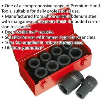 10 Piece Premium Impact Socket Set with Deep Sockets for High Torque Applications