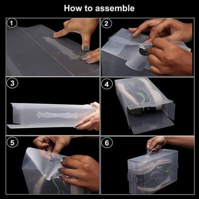 10 Piece Set Corrugated Plastic Shoe Storage Boxes with Handle - Unisex for Men and Women Foldable - 3