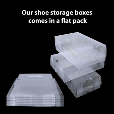 10 Piece Set Corrugated Plastic Shoe Storage Boxes with Handle - Unisex for Men and Women Foldable - 4